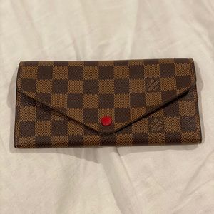 LOUIS VUITTON Damier Ebene Josephine Wallet Red